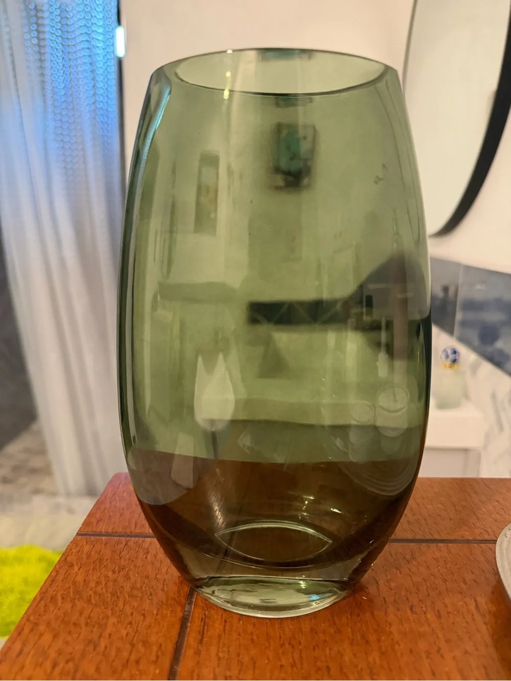Smoky Green Glass Decorative Vase